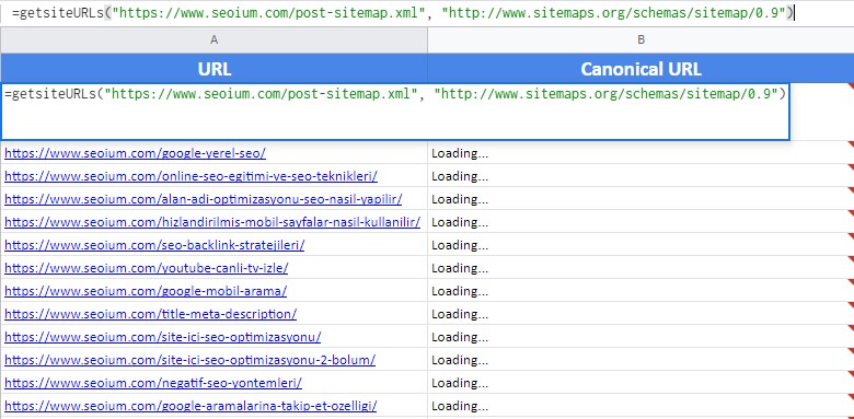 spreadsheet-xml-sitemap